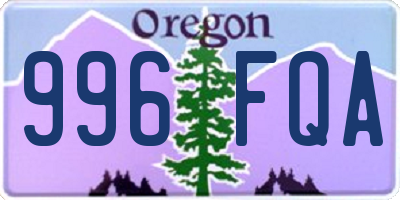 OR license plate 996FQA
