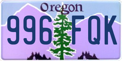 OR license plate 996FQK