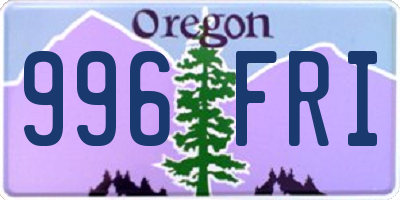 OR license plate 996FRI