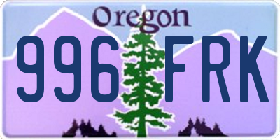 OR license plate 996FRK