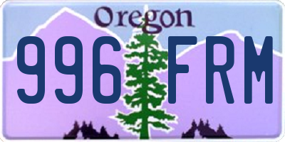 OR license plate 996FRM