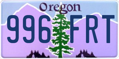 OR license plate 996FRT