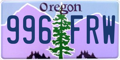 OR license plate 996FRW