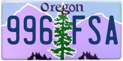 OR license plate 996FSA