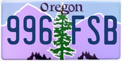 OR license plate 996FSB