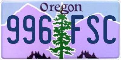 OR license plate 996FSC