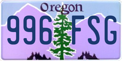 OR license plate 996FSG