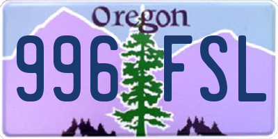 OR license plate 996FSL