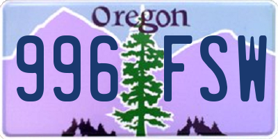 OR license plate 996FSW