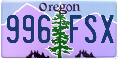 OR license plate 996FSX