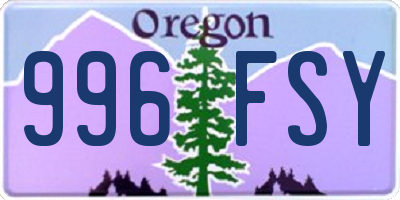 OR license plate 996FSY