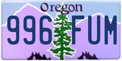 OR license plate 996FUM