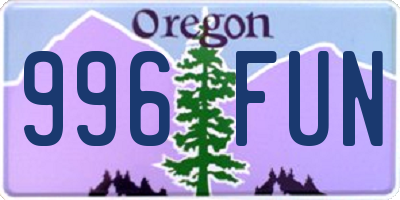 OR license plate 996FUN