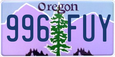 OR license plate 996FUY