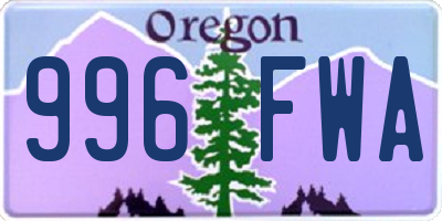 OR license plate 996FWA
