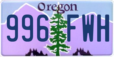 OR license plate 996FWH