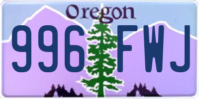 OR license plate 996FWJ