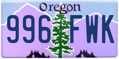 OR license plate 996FWK