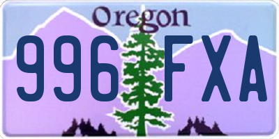OR license plate 996FXA