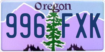 OR license plate 996FXK