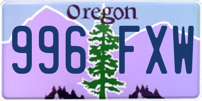OR license plate 996FXW