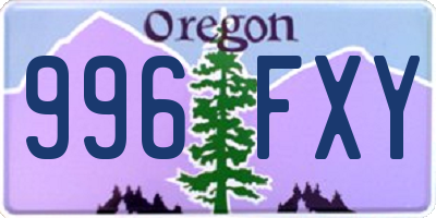 OR license plate 996FXY