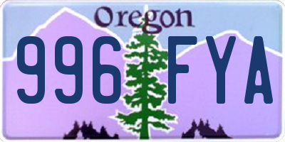 OR license plate 996FYA