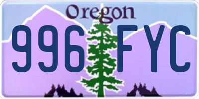 OR license plate 996FYC