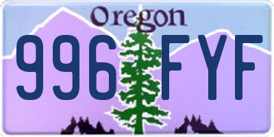 OR license plate 996FYF