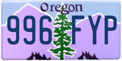 OR license plate 996FYP
