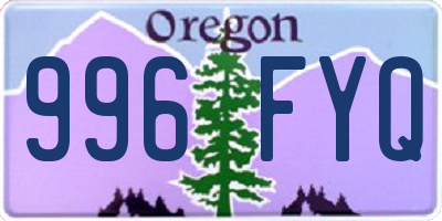 OR license plate 996FYQ