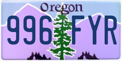 OR license plate 996FYR