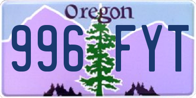 OR license plate 996FYT