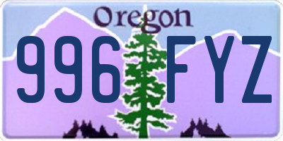 OR license plate 996FYZ