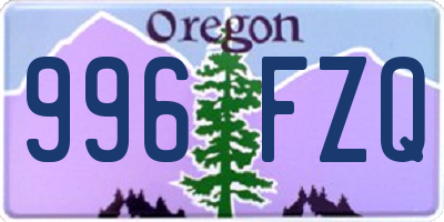 OR license plate 996FZQ