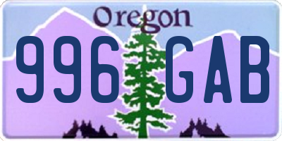 OR license plate 996GAB