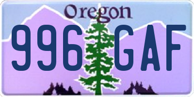 OR license plate 996GAF