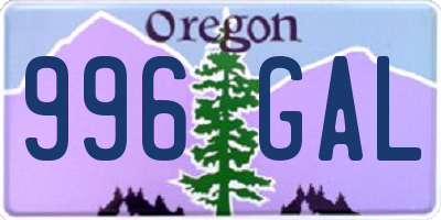OR license plate 996GAL
