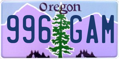 OR license plate 996GAM