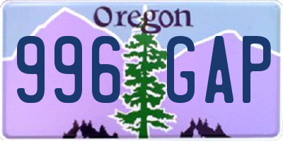 OR license plate 996GAP