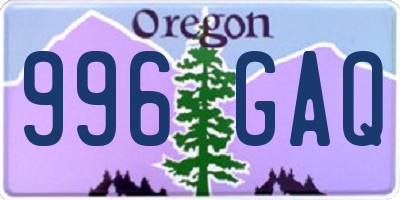 OR license plate 996GAQ