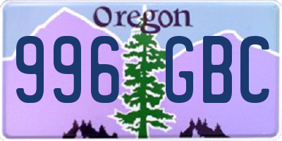 OR license plate 996GBC