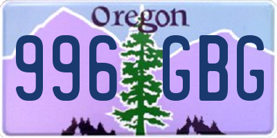 OR license plate 996GBG