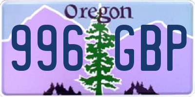 OR license plate 996GBP