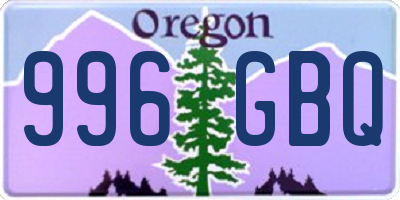 OR license plate 996GBQ