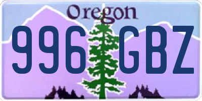 OR license plate 996GBZ