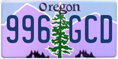 OR license plate 996GCD