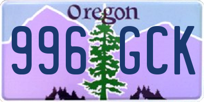 OR license plate 996GCK