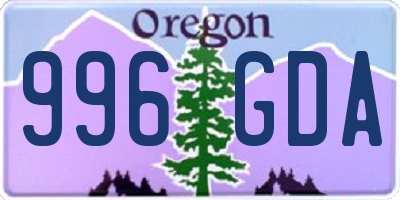 OR license plate 996GDA