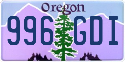 OR license plate 996GDI